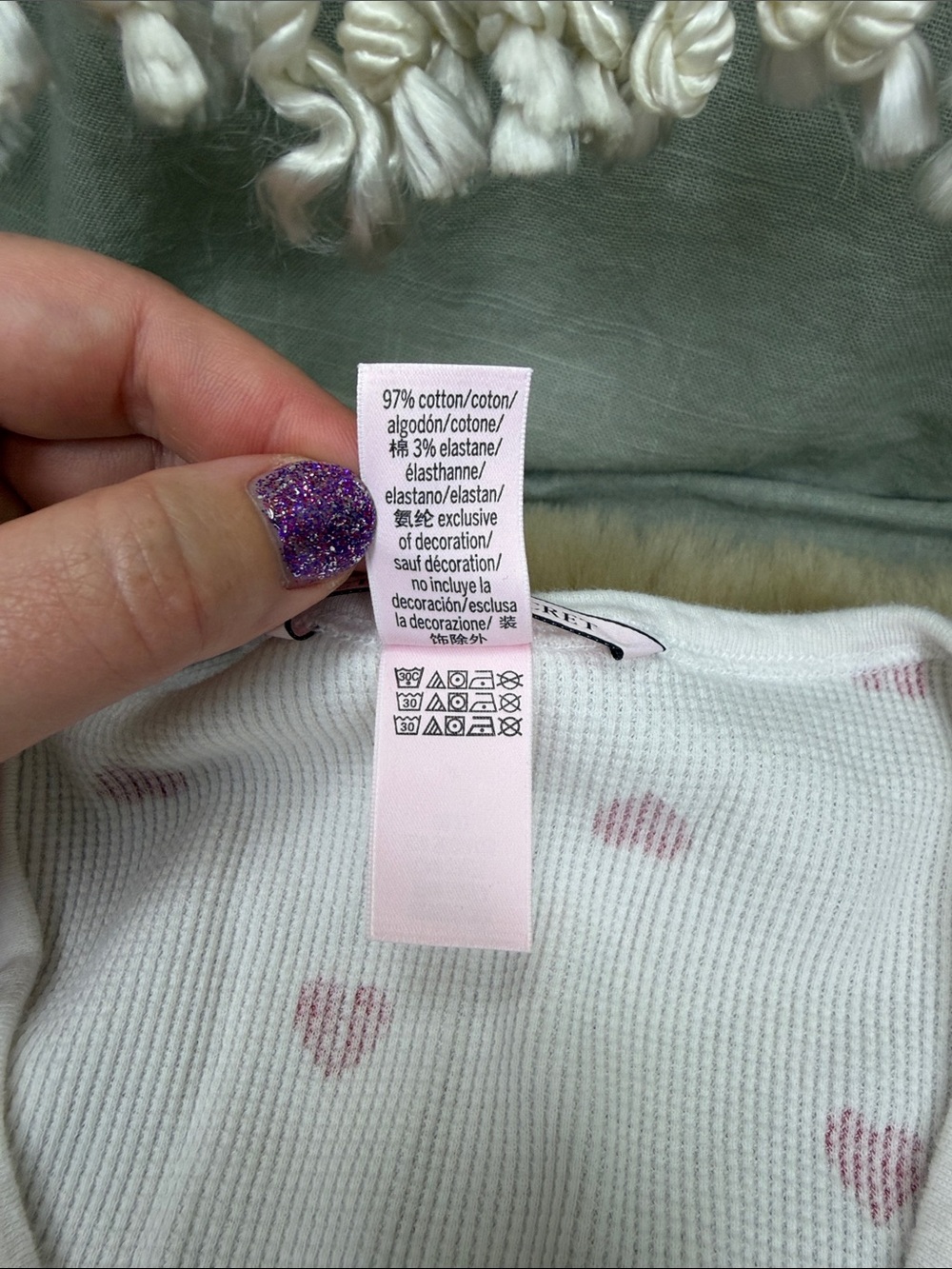 Victoria's Secret Thermal Waffle Knit Red Hearts on White Sleep-shirt PJ | M - Picture 7 of 10
